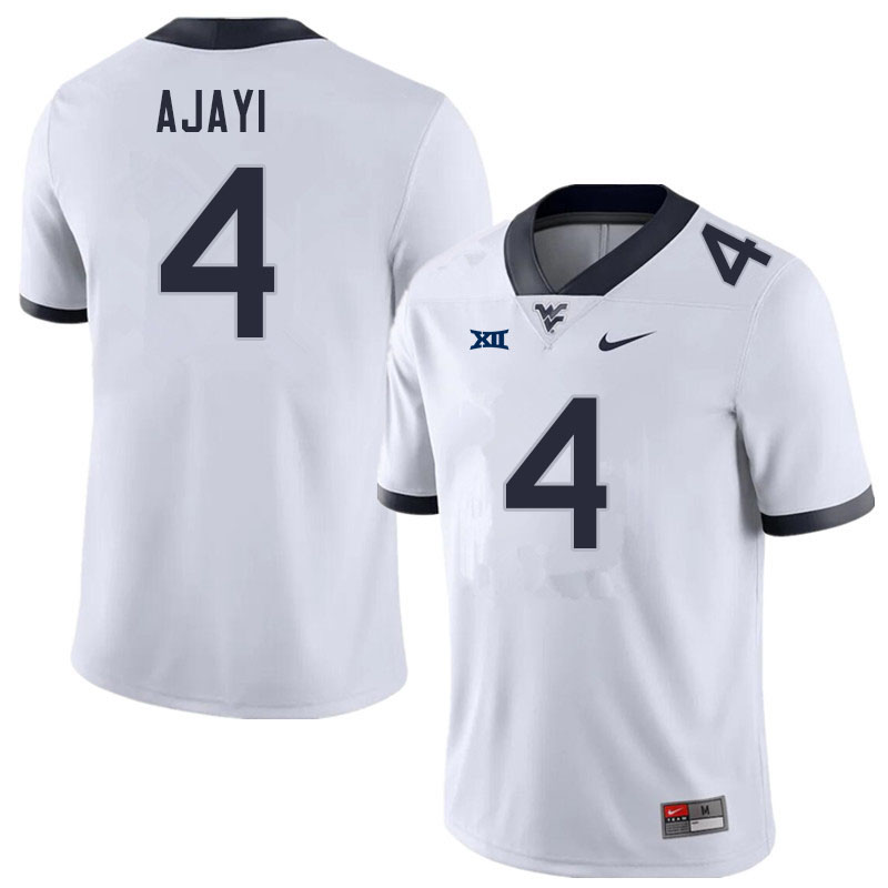 Men #4 Rashad Ajayi West Virginia Mountaineers College Football Jerseys Sale-White - Click Image to Close